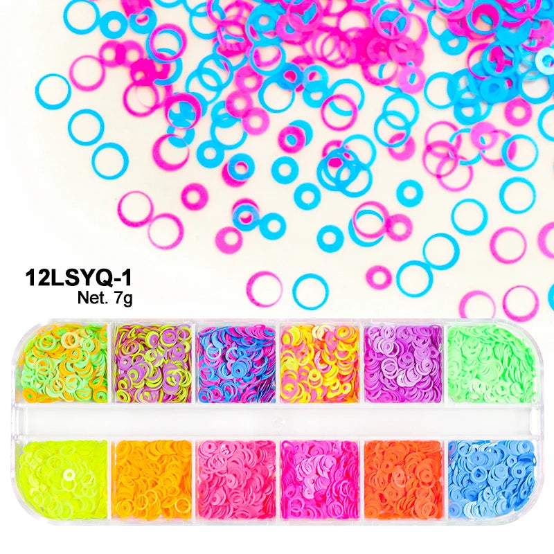 Holographic Sweet Love Heart Nail Art Glitter Sequins Shining Laser Fluorescence Star Butterfly 3D Nails Decorations Accessories