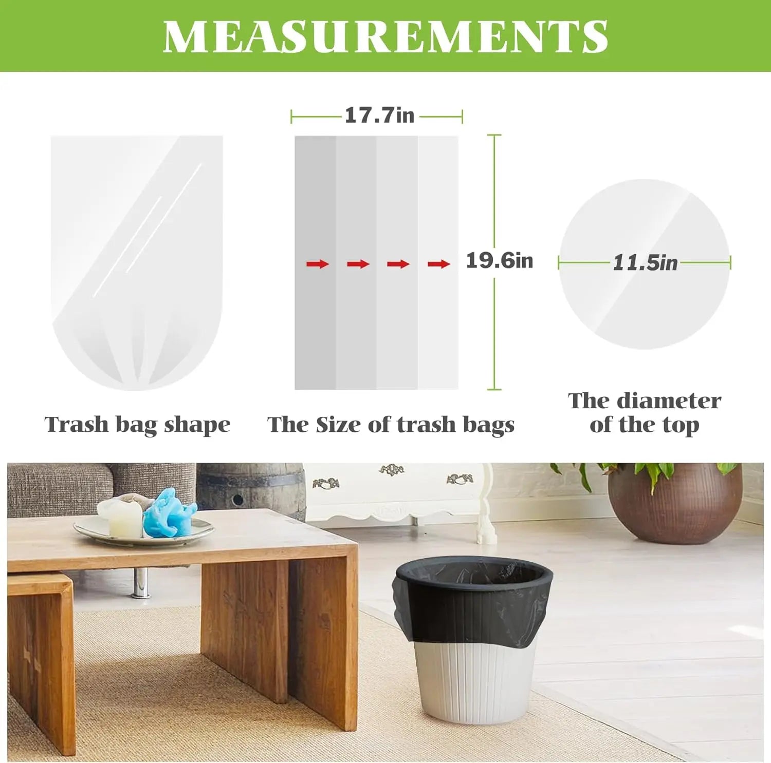 4 Gallon 200 Counts Strong Trash Bags Garbage Bags, Bathroom Trash Can Bin Liners, Small Plastic Bags for Home Office Kitchen Kitchen