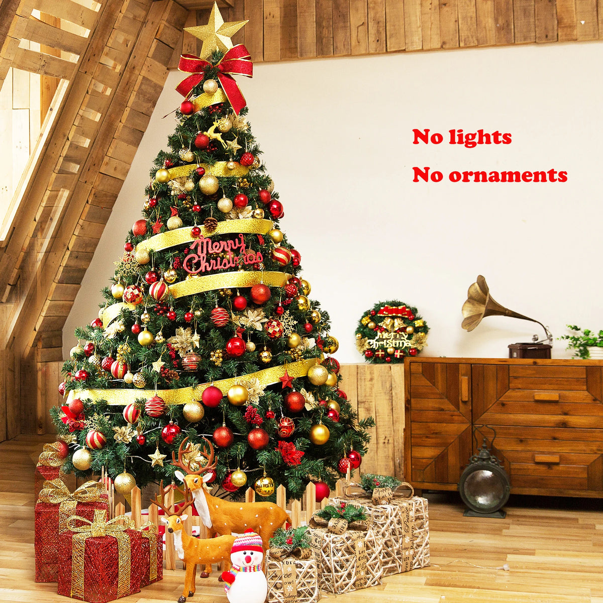 7FT/2.1M 1000 Branch Artificial Christmas Tree, Essential Home Decoration for Christmas, Christmas Gift (No Lights/Ornament)