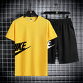 Men's summer short sleeved set, quick drying short sleeved T-shirt shorts, running sports set, two-piece set