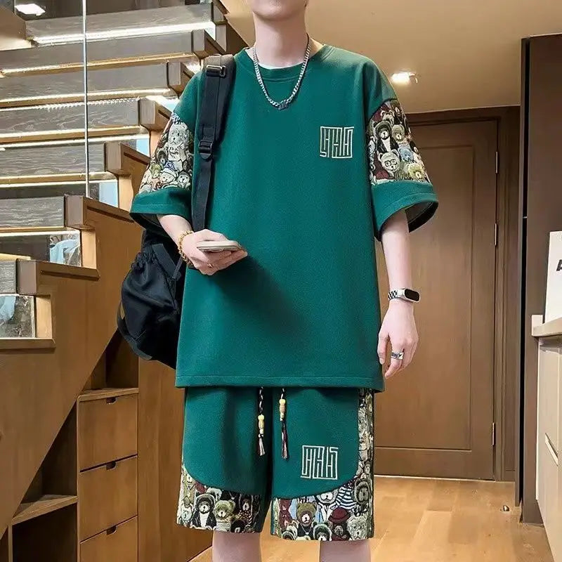 T-shirts + shorts 2026 summer fashion Sportswear shirts Men's Casual Sets Male Fashion shirts and shorts full size M-5XL