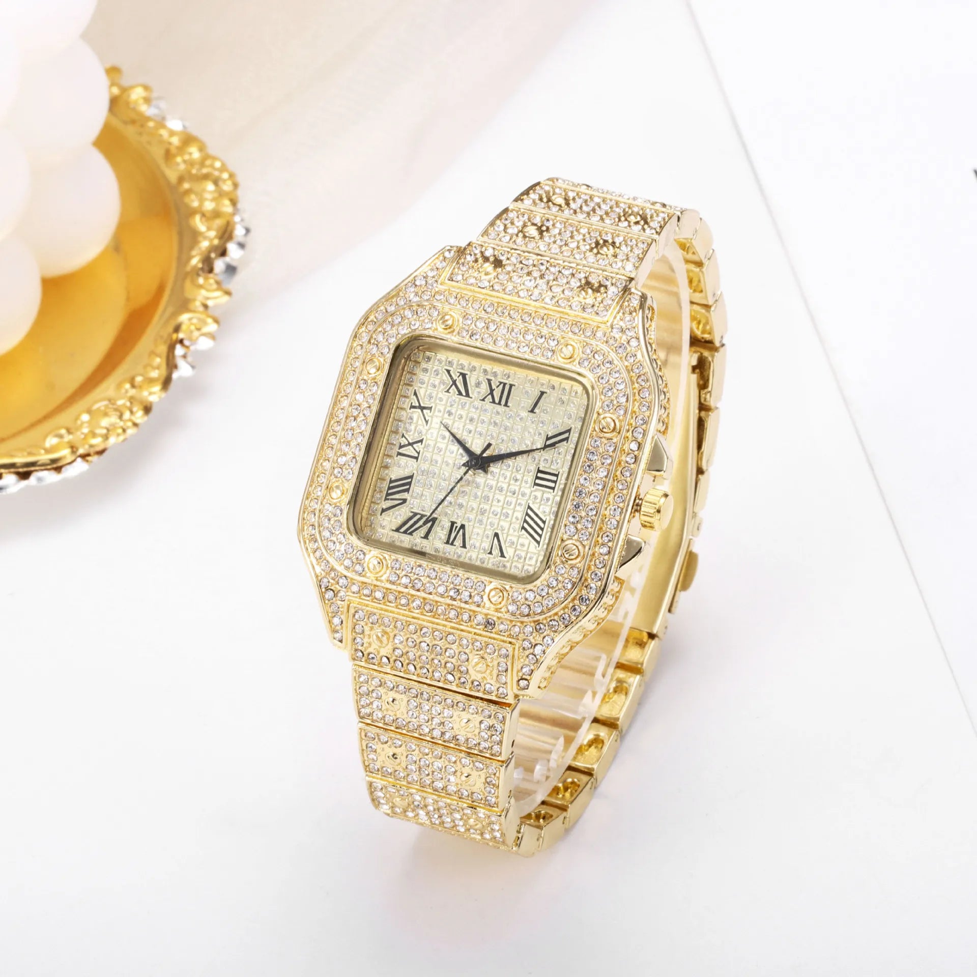 Men Watch Business Square Starry Sky Steel Belt Diamond Inlaid European American Male RomanFashion Quartz Wristwatches Gift