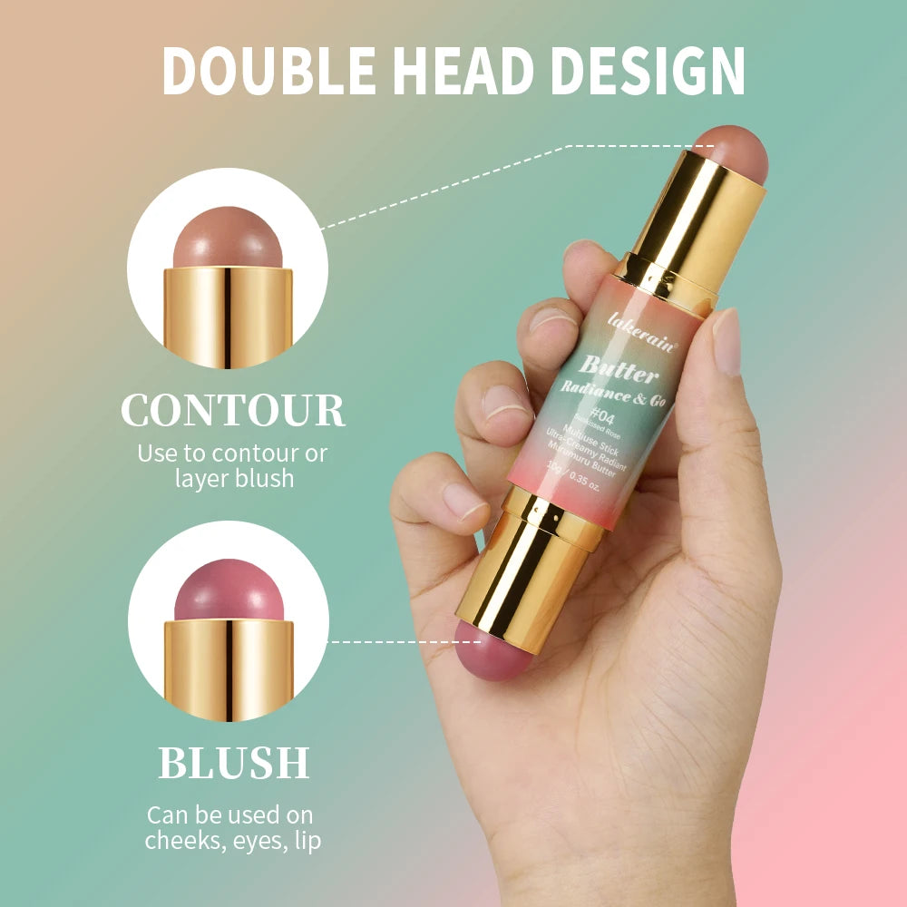 2 IN 1 Multiuse Stick Double Headed Bronzer Blush For Cheeks Eyes Lips Long Lasting Matte Glow Makeup Contouring Stick Makeup