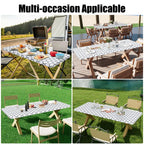 6 Foot Waterproof Elastic Fitted Tablecloths Rectangle Washable Polyester Table Cover Camping Outdoor