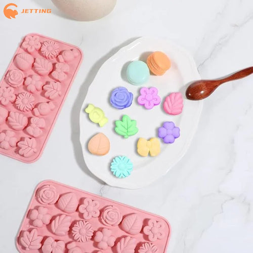 (New) 18 Cavity 3D Silicone Mold Bow Leaf Jelly Ice Pudding Soap Mold Fondant Chocolate Cake Decorations Baking Tool