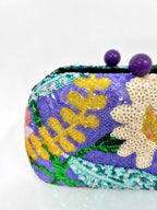 Purple Random Pattern Sequin Glittering evening Lady Glitter Purse for parties, weddings, club