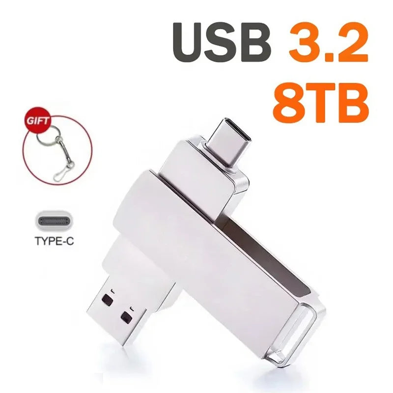 16TB USB3.2 Flash Drives High Speed Transfer Metal Pendrive Memory Card Pendrive Flash Disk Memoria Waterproof Stick NEW