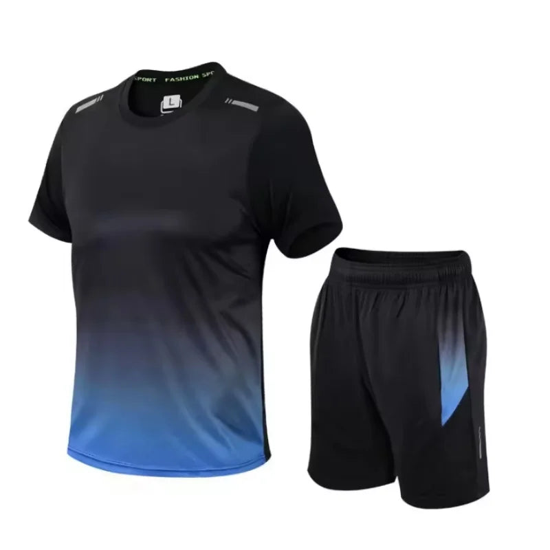 New 2025 Men's Outfit Summer Short Sleeve T Shirt Set Men Fashion 2 Piece Sportwear  Casual Shorts Sweatshirt Male Tracksuit