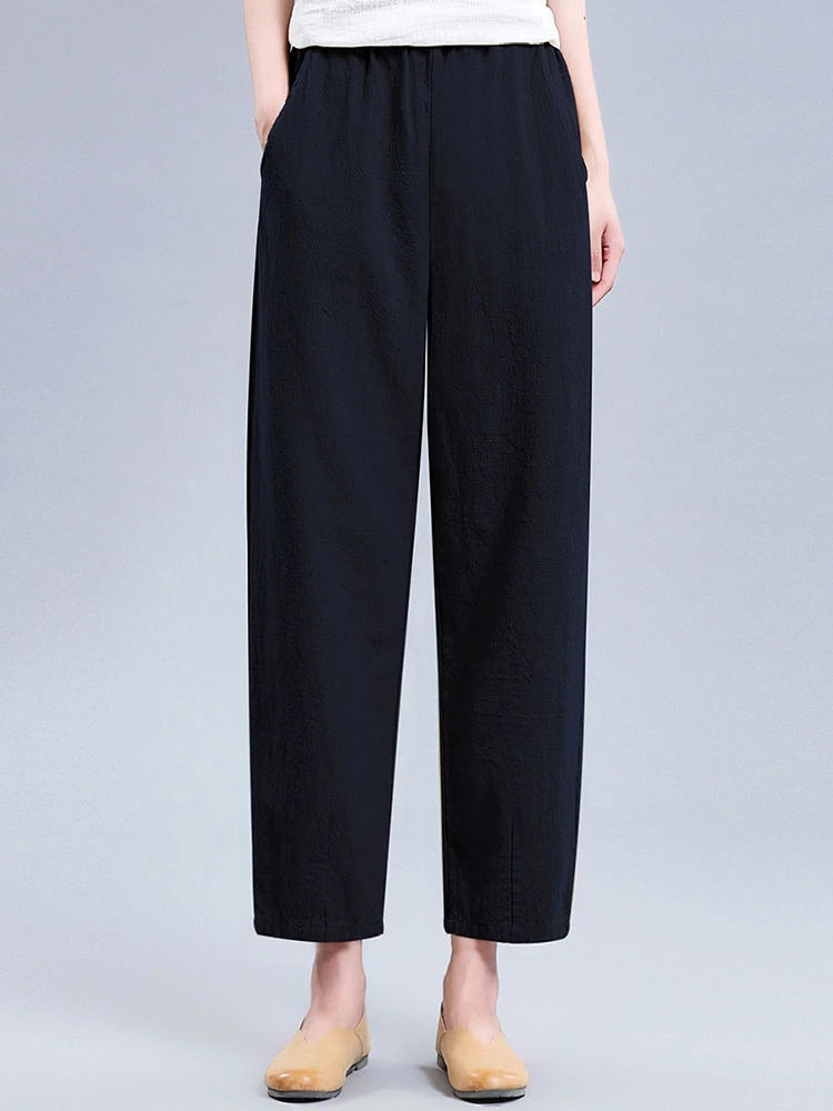 Pants For Women Loose Baggy Trends 2025 All Medium New In Outfits One Size High Quality Casual Xxl G Woman Trousers Cotton Linen