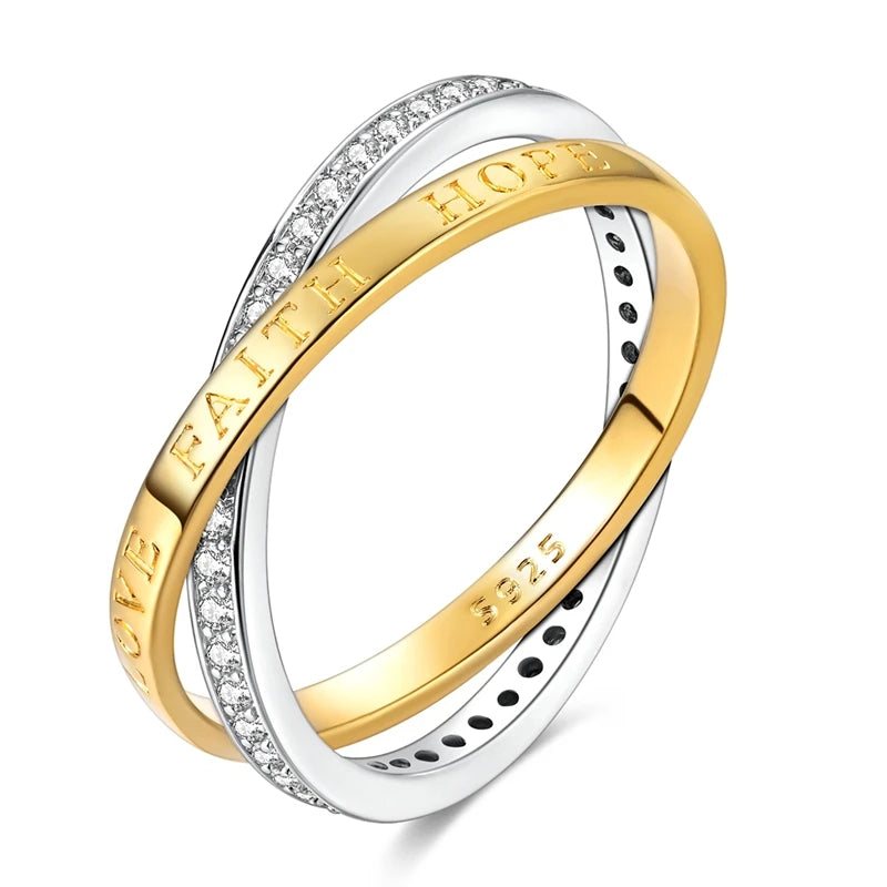Original 925 Silver Sparkling Zircon Ring Stackable Classic Shine Stone Round Rings For Women Wedding Anniversary Jewelry Gift
