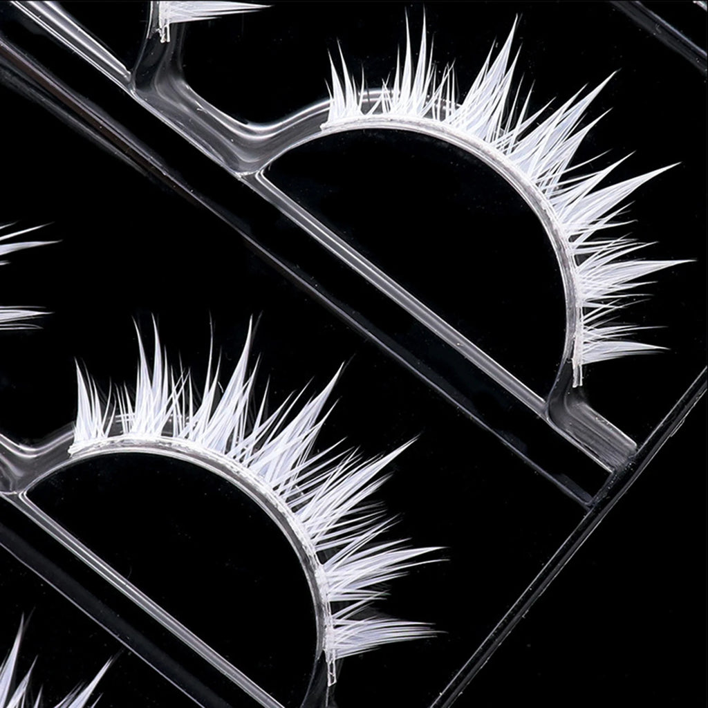 DIY white eyelashes manga Cosplay Feather Lashes full strips False Eyelashes Natural Thin Band Little Devil Eyelashes cos makeup