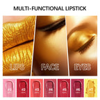 Glitter Sexy Lipstick Shimmer Gold Lipstick Long Lasting Waterproof Cosmetic Gold Brick Tube Valentine's Day Gift For Woman