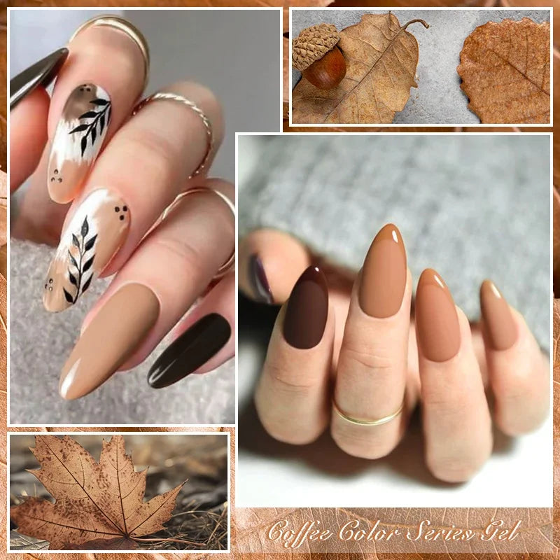 7ml Coffee Brown Gel Nail Polish Autumn Winter Nail Art Gel Varnish Semi Permanent Nail Supplies DIY Manicure Hallowee Nails