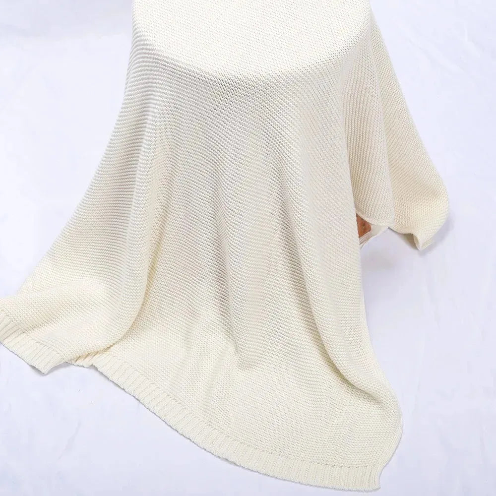 Customize Name Baby Blanket - Embroidered Design Great for New Borns Stroller Swaddles Comfort Breathable Cotton Knitted Blanket