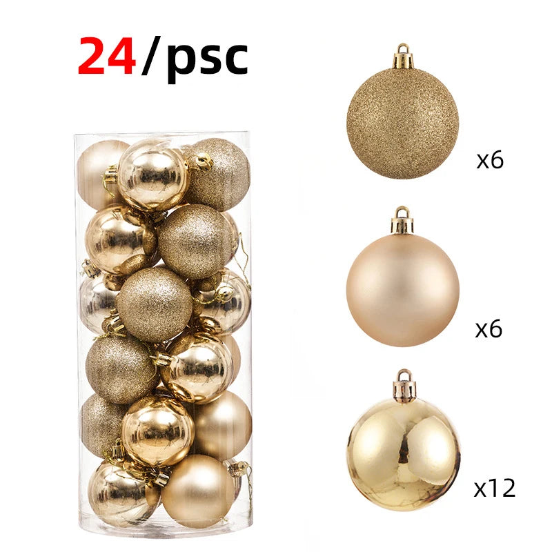 24Pcs 3CM Christmas Balls Big Ball Christmas Tree Pendant Ornaments for Party Decor New Year Gifts Accessory