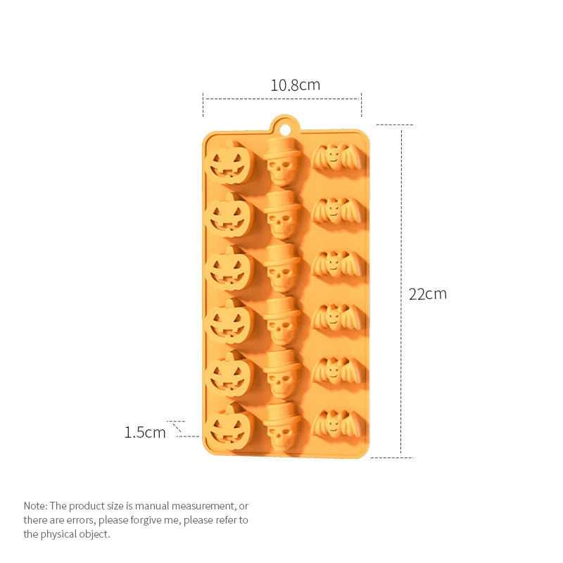 Pumpkin Silicone Halloween Cake Chocolate Mould Silicone with Ghost Pumpkin Bat & Witch Hat Cookie Mold for Ice Cube Baking Mold