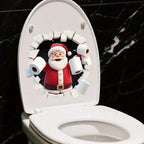 1pc Wall-Breaking Santa Creative Toilet Sticker Christmas Decoration Suitable for Bathroom and Bedroom Self-adhesive Decoration