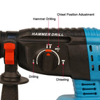 WOYOFADA Cordless Rotary Hammer Drill 18V SDS Plus Electric Hammer Drill 4 Modes Selector fit Makita 18v Battery(No Battery)