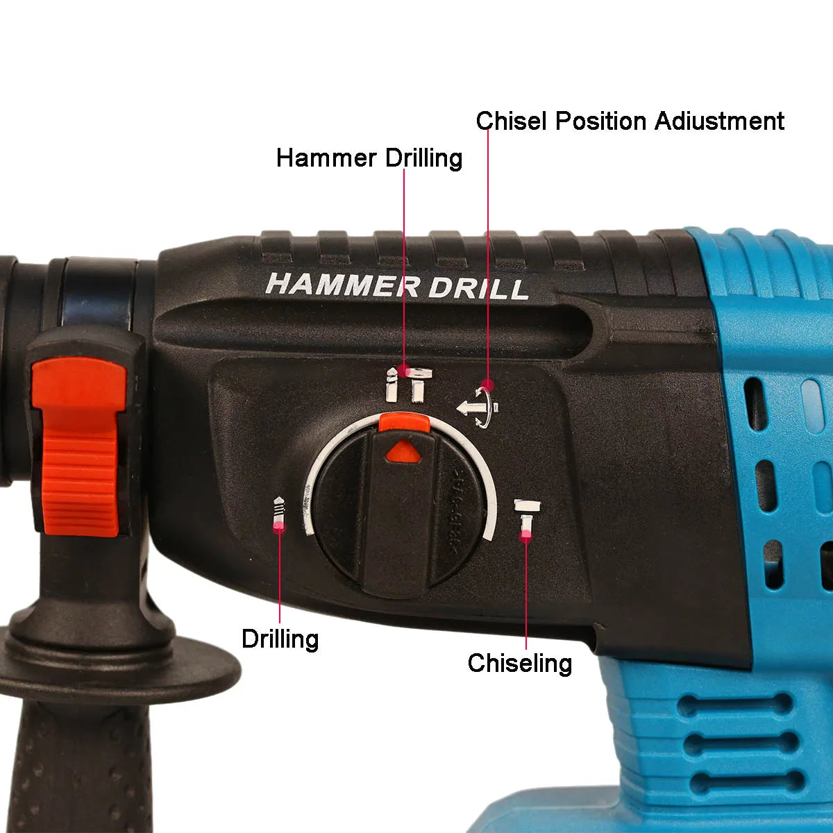WOYOFADA Cordless Rotary Hammer Drill 18V SDS Plus Electric Hammer Drill 4 Modes Selector fit Makita 18v Battery(No Battery)