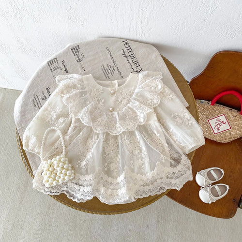 2026 Spring Summer Baby Girls Bodysuit Toddler Girl Princess Dress Infant Lace Embroiery Onesies Newborn Girls Clothing