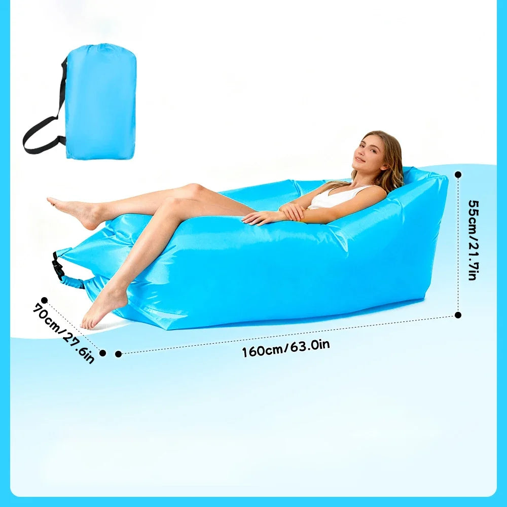 Portable Multicolor Inflatable Lazy Sofa, Fold‑Up Air Sofa Bed for Outdoor Beach Camping Single Size Relax Lounger