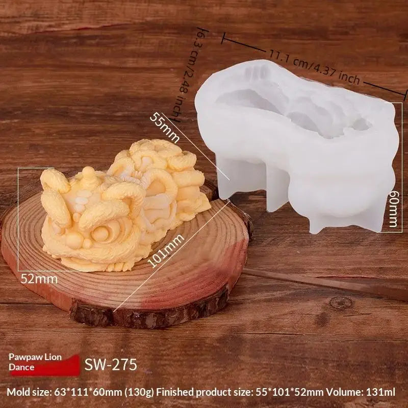 Milk Jelly Silicone Cake Mold 3D Pudding Lion Dance Pig Silicone Mould Home Baking Dessert Decoration Accessories