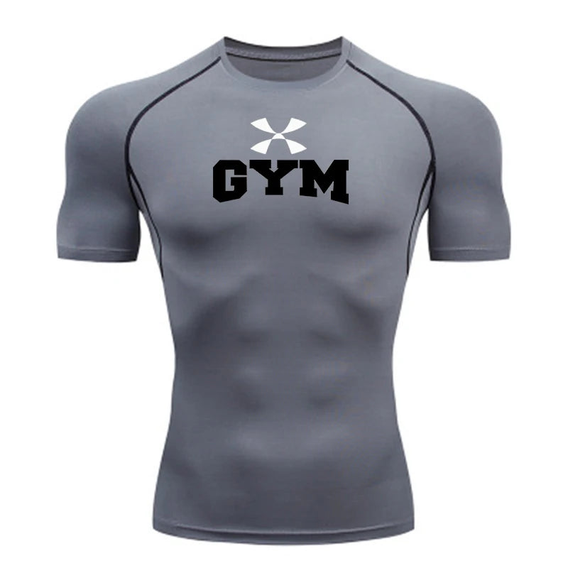 2026 Men Summer Sportswear Running T-shirt Compression T Shirt Elastic Quick Dry Sport Tops Tee Athletic Gym Workout Shirts