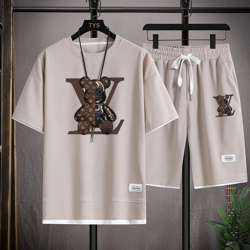 2026 Summer New Men's Casual Breathable Quick-Drying Comfortable Fitness Short-Sleeve T-Shirt + Sports Shorts Two-Piece Set