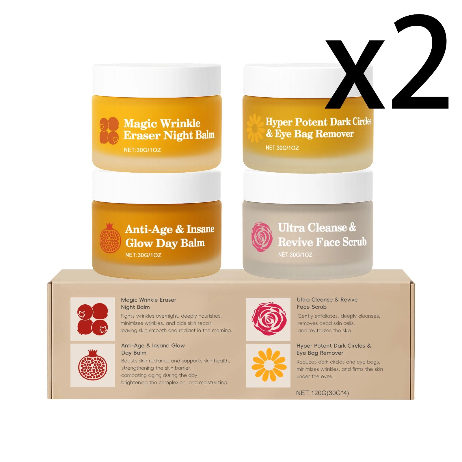 Multi-effect Day & Night Skin Care Suit Cleaning Moisturizing Reduce Dark Circles Multi Functional 4-Piece Set Skincare Products