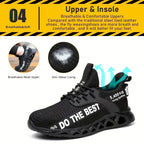 Steel Toe Safety Shoes for Men Lightweight Breathable Work Shoes Grey Anti-Smash Anti-Puncture Work Shoes Comfortable Durable