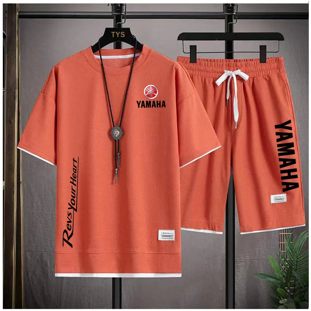 2026 Yamaha Racing Men's Sport Clothing Set Spring/Summer Short Sleeve T-Shirt & Sports Shorts Running Men's Athletic Wear