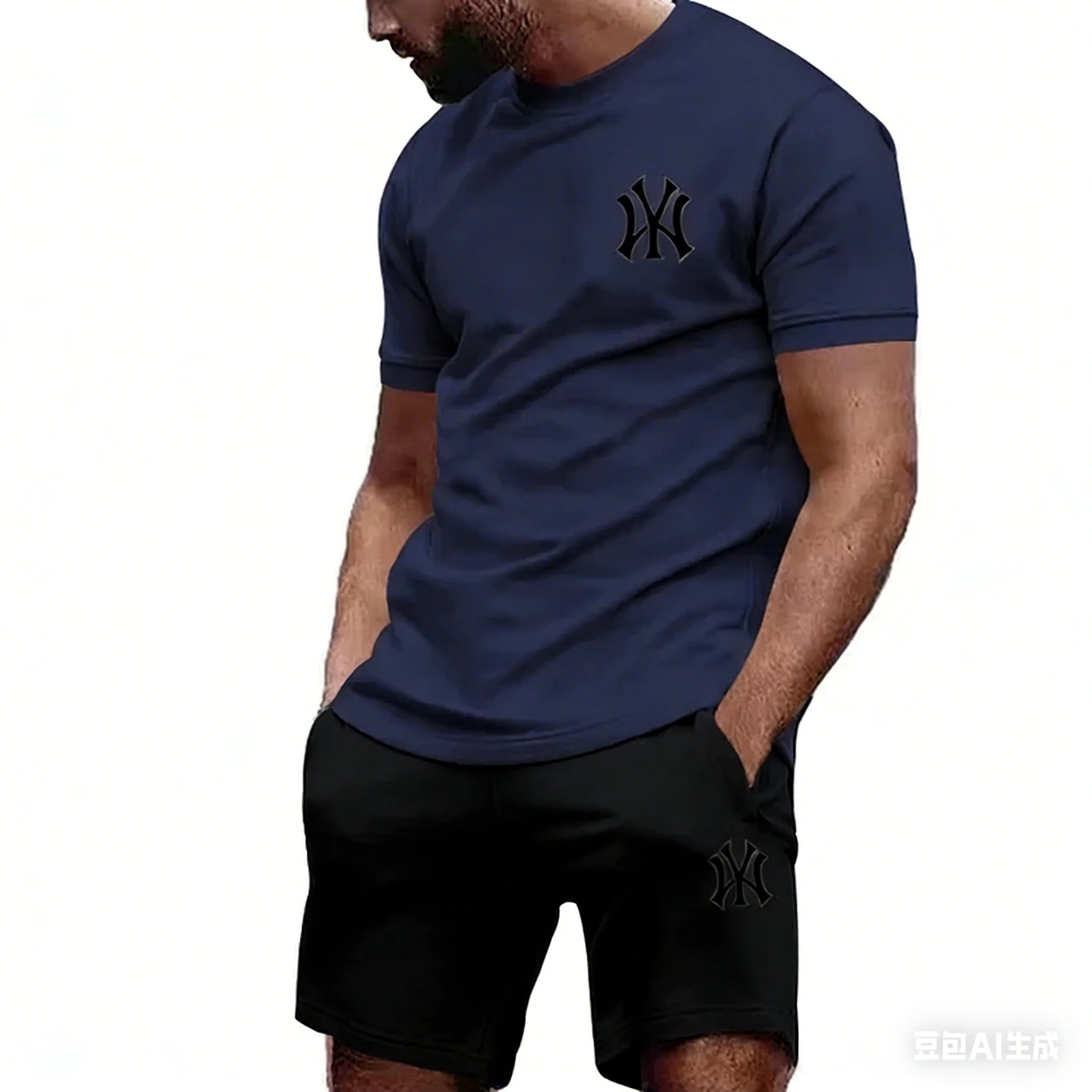 2026 hot men's two-piece sportswear short sleeved T-shirt and summer running fitness sportswear quick-drying