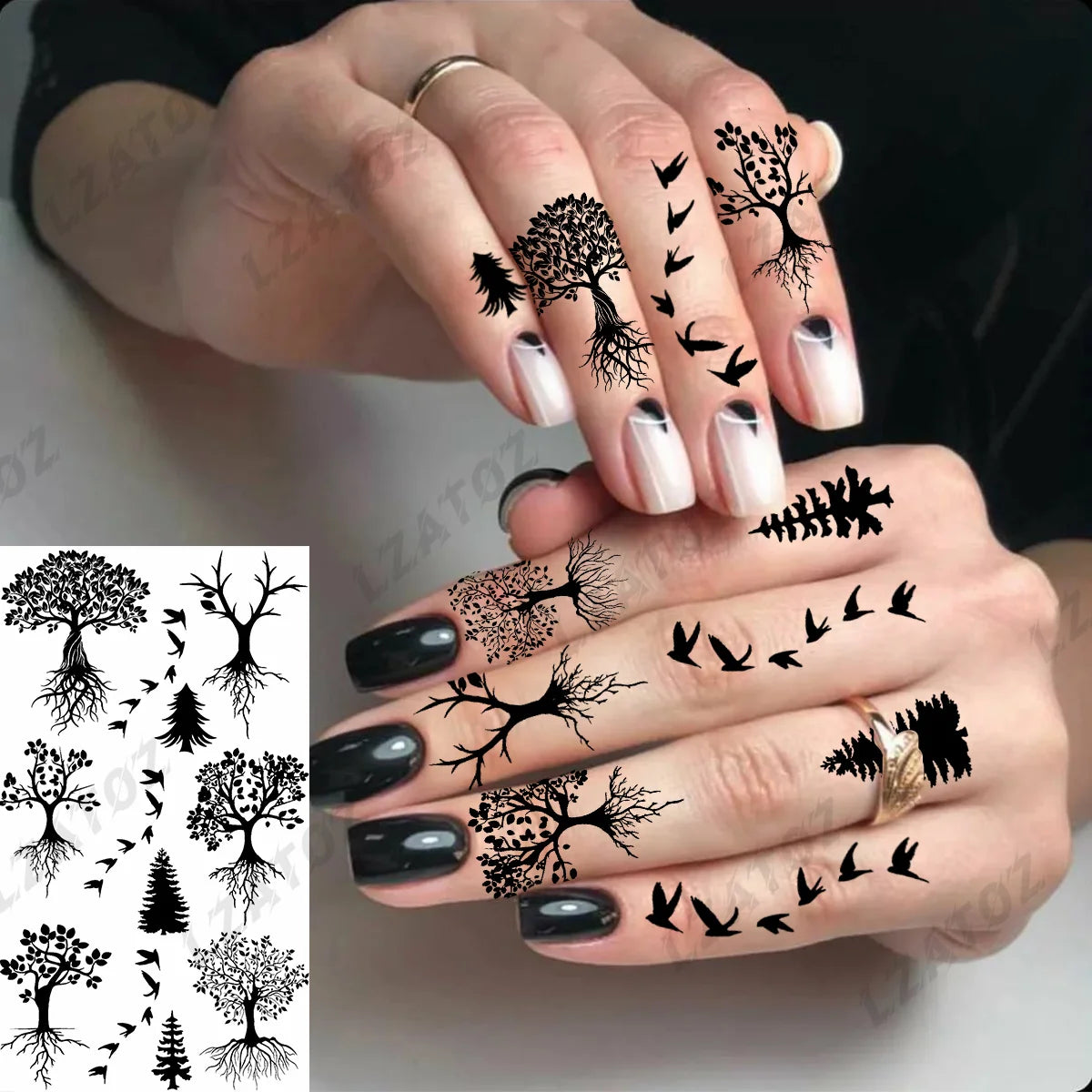 Realistic Eye Flower Temporary Tattoos For Woman Adults Rose Butterfly Tiny Fake Tattoo Sticker 3D Finger Waterproof Tatoos