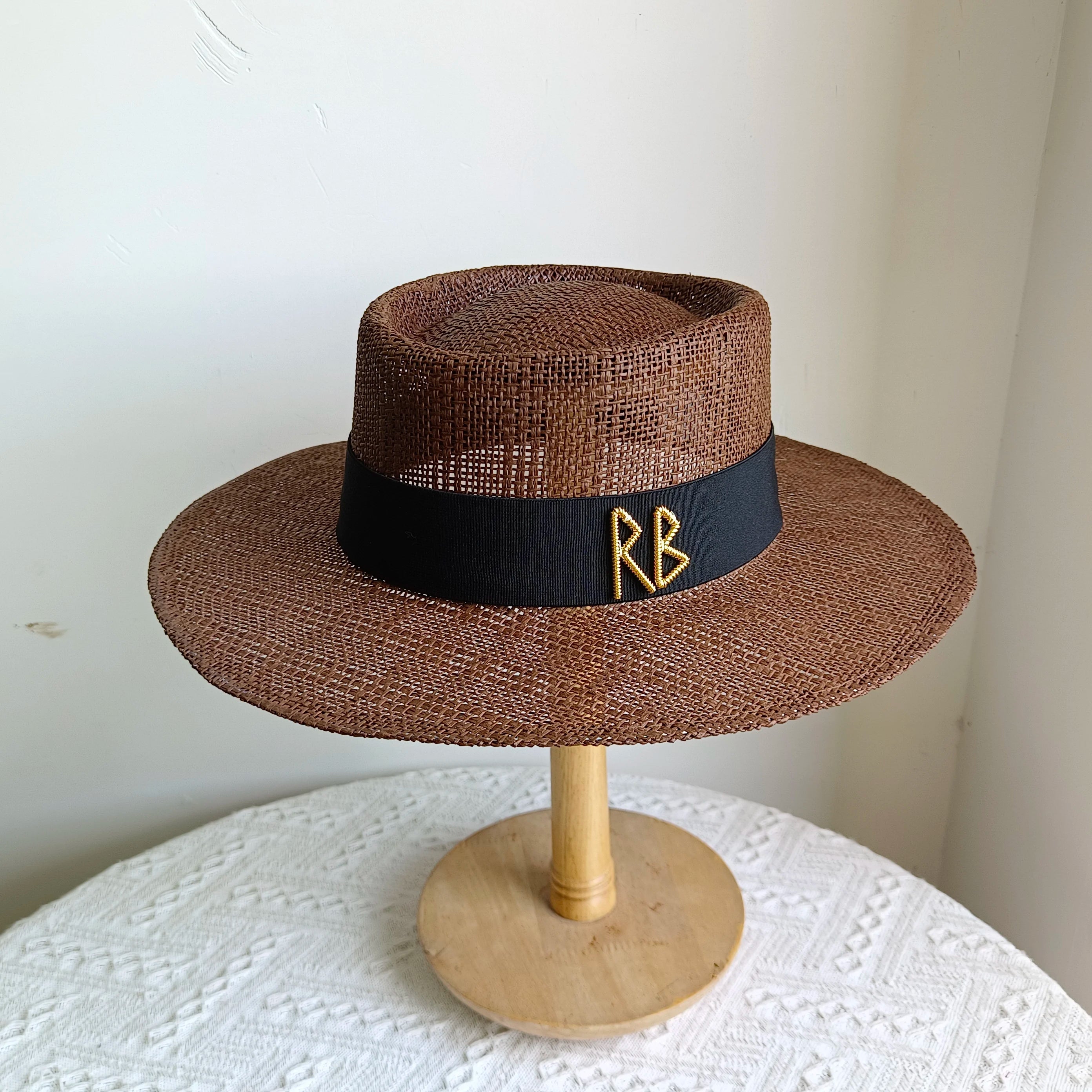 hats beach hat bohemian flat brim hat hand woven straw hat ladies summer vacation travel sun hat
