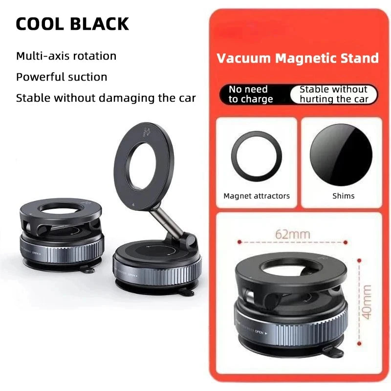 For Magsafe Car Phone Holder Suction Cup Vacuum Magnetic Phone Stand 360° rotatable and Foldable Suction Cup Phone Holder New