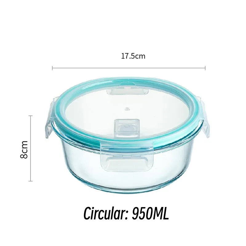 High Borosilicate Glass Lunch Box Portable Food Container Sealed Fresh-Keeping Box Microwave Oven Heating Freezer Food Bento Box