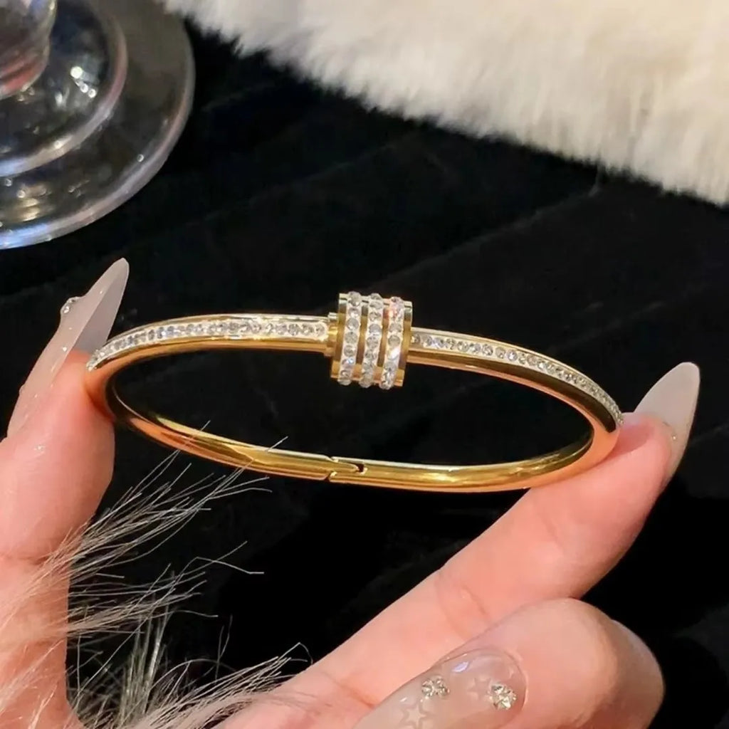 5/1pcs Sparkling Zirconia Inlaid Stainless Steel Bracelet Set for Women Stackable Bangles Fashion Non Fading Jewelry Gift