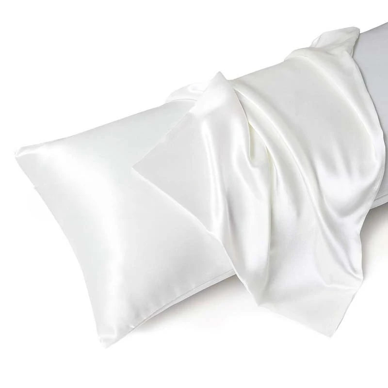 1 Pair Satin Pillowcase - Anti-Allergy Breathable Bedding Polyester Satin with Envelope Closure Machine Washable & Skin-Friendly