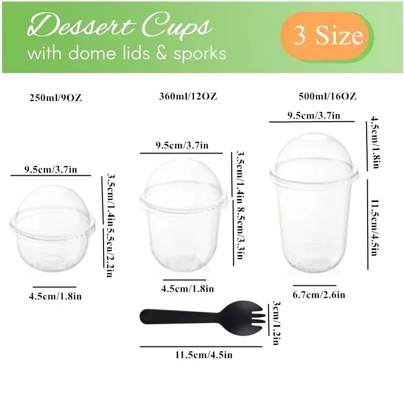 50pcs Pudding Cups Wiht Lids Plastic Boxes Ice-Cream Mousse Dessert Picnic Party Packing Dessert Cups with Lid