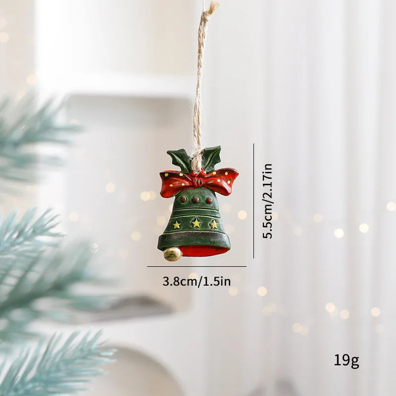 2026 Xmas Tree Pendant Cartoon Painted Santa Claus Elk Bear Christmas Stocking Resin Pendant Christmas Party Decorations 1pc