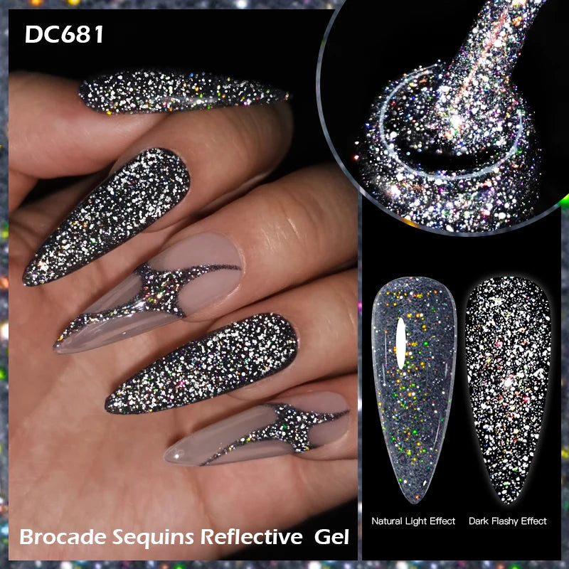 Mtssii 7ML Colorful Reflective Gel Nail Polish Glitter Sparkling Flash Glitter Gel Polish Semi Permanent Varnish Soak Off Nails