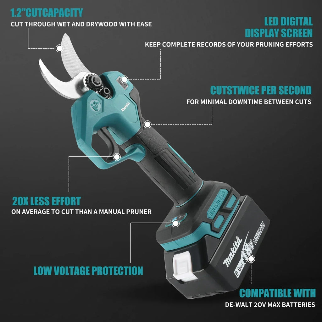 Makita MPP569 18V Brushless Cordless Pruning Shears:Perfect Tool for Easy and Accurate Fruit Tree&Branch Trimming in Gardens