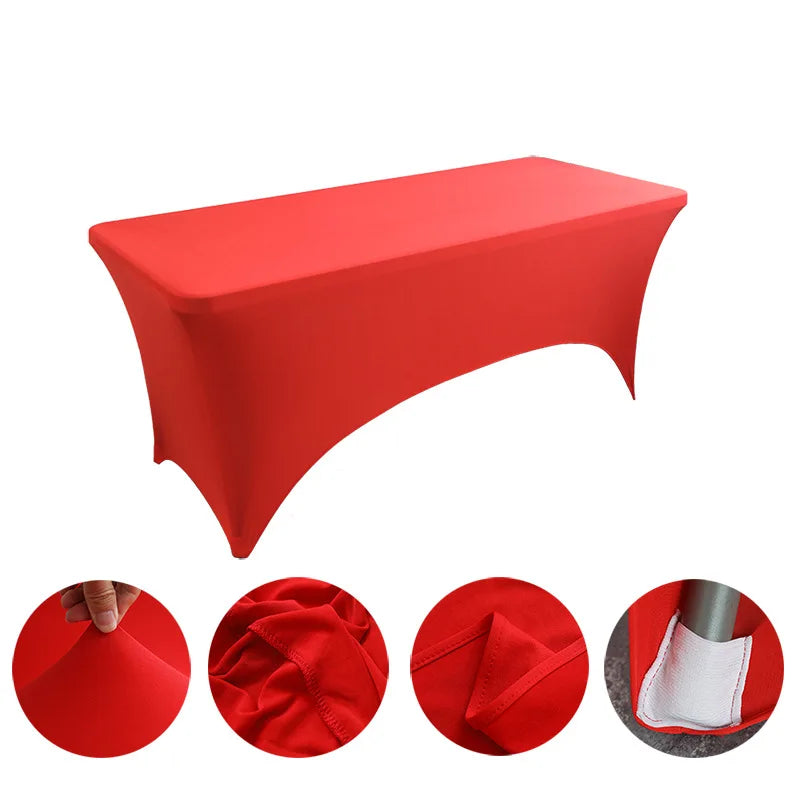 4 6 8 FT Spandex Table Cover Universal Fitted Stretch Tablecloth Rectangular Table Cloth Protector For Outdoor Birthday Wedding