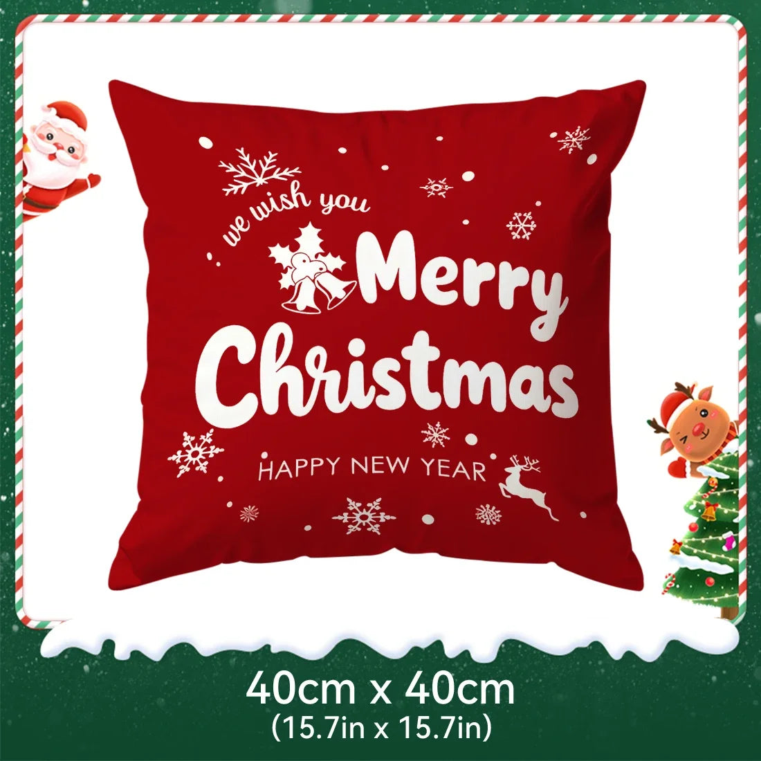 40/45/50cm Red Christmas decoration Cushions Pillowcase Polyester Cushion Cover Throw Pillow Pillowcover Home Car Sofa Decor