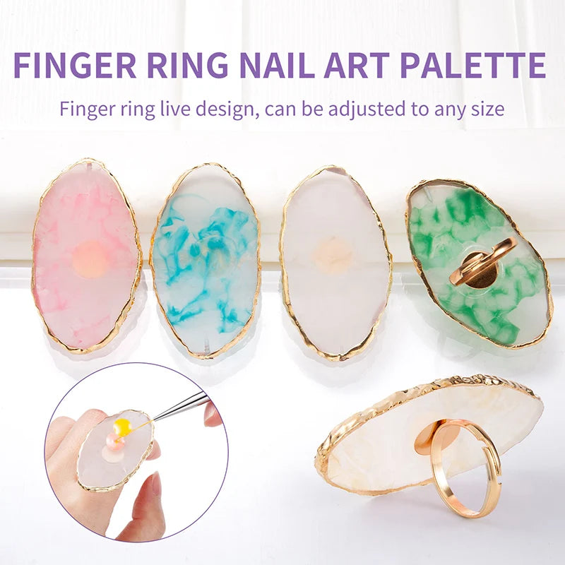 Mini Resin Fingerring Design Plate For UV Gel Polish Blending Heart Shape False Nails Display Stand False Eyelash Glue Tray Tool