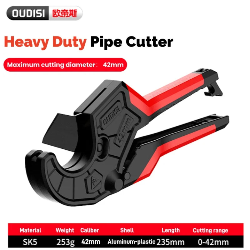 High Hardness Pipe Cutter 0-42mm Aluminum Alloy Body Ratchet Scissors Tube Cutter for PVC PPR PEX Plastic Hoses Plumbing Pipe