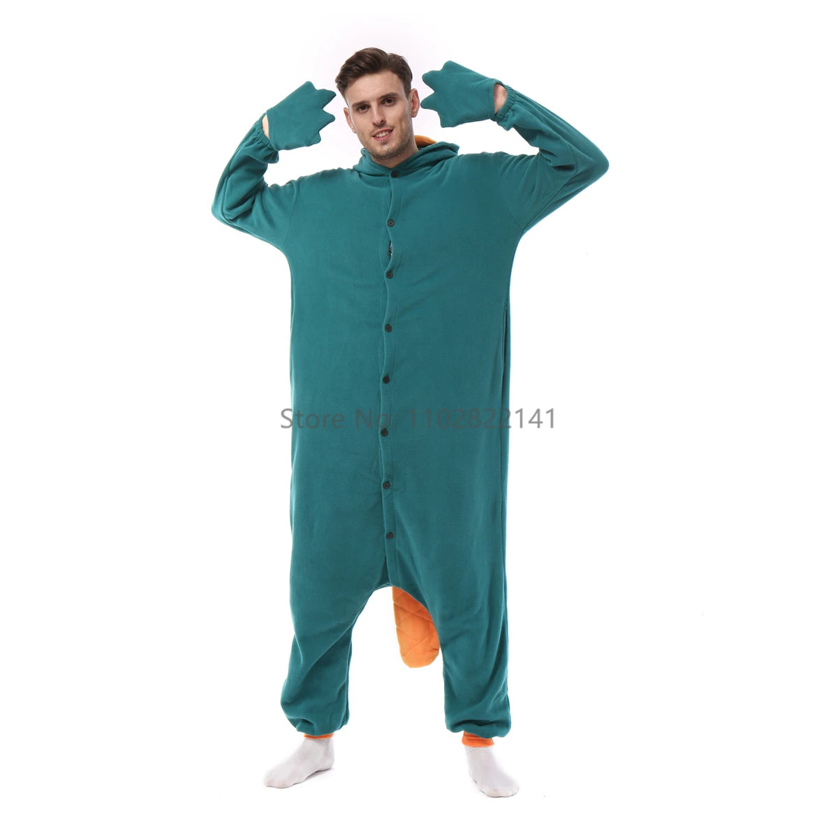 Favofans Adult Halloween Onesie Cartoon  Green Duck Pajamas For Women Men Animal Kigurumi Pyjamas Homewear Cosplay Party Costume