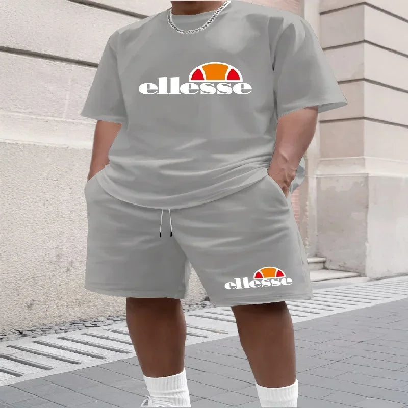2026New Men's Summer Short Sleeved T-shirt Set Fashion Two-piece Sportswear Casual Shorts Sportswear Men's Sportswear Set
