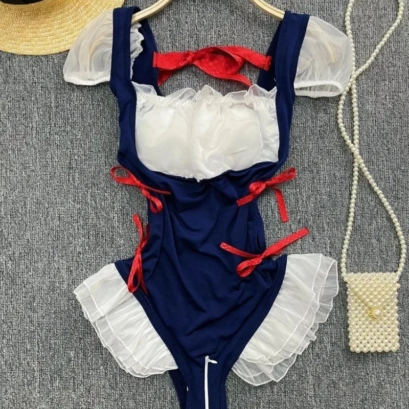 Valentine Party Sleepwear Combination Catsuits Slim Intimate Erotic Mesh Strappy Rompers Women Bodysuits Lingerie Sexy Sets