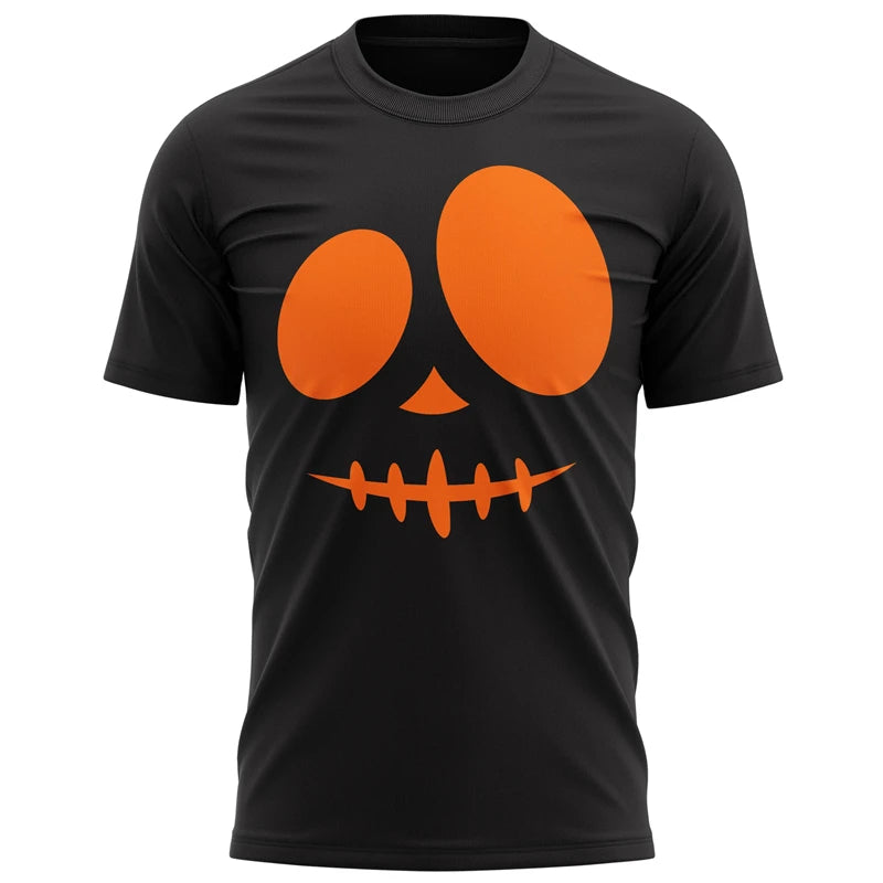 2025 Pumpkin Face T Shirt Men 3D Printing Halloween Short Sleeve Black Orange Tee Shirts Outfit Party Cosplay Costume T-shirt